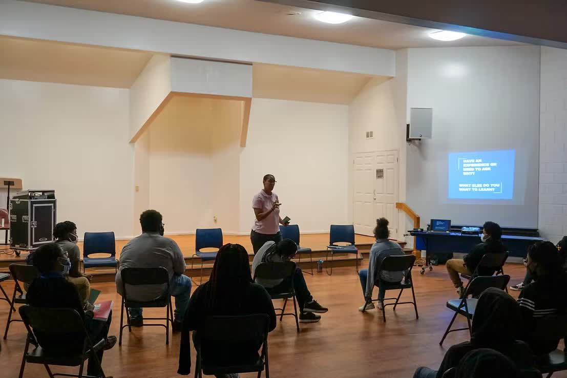 You & Five-O community workshop with BJ presenting to a seated audience
